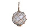 Japanese Glass Ball Fishing Float With Brown Netting Decoration 12"