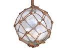 Japanese Glass Ball Fishing Float With Brown Netting Decoration 12"