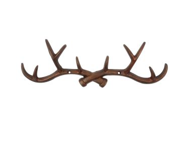Cast Iron Antler Wall Hooks 15" (Finish: Rustic Copper)