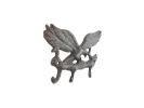 Cast Iron Flying Eagle Landing on a Tree Branch Decorative Metal Wall Hooks 7.5"