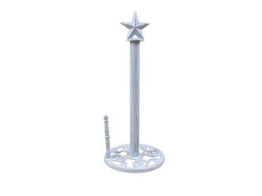 Cast Iron Texas Star Kitchen Paper Towel Holder 16" (Finish: Whitewashed)
