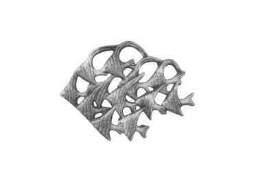Cast Iron School of Fish Kitchen Trivet 6.5" (Finish: Rustic Silver)