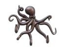 Metal Wall Mounted Octopus with Tentacle Hooks 11"