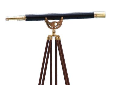Floor Standing Anchormaster Telescope 65" (Finish: Brass/Leather)