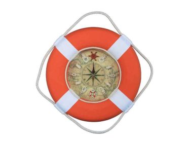 Decorative Lifering Clock 18" (Color: Orange / White Bands)