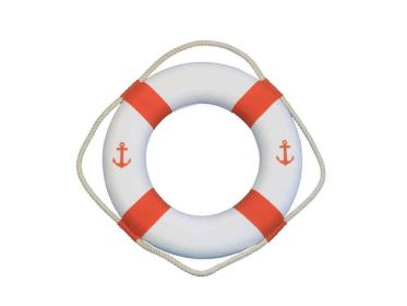 Decorative Lifering 15" (Color: White / Orange Bands & Anchor)