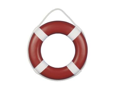 Decorative Lifering 15" (Color: Red / White Bands)