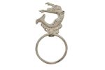 Cast Iron Decorative Arching Mermaid Towel Holder 9"