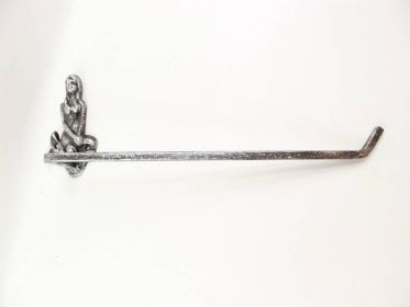 Cast Iron Mermaid Wall Mounted Paper Towel Holder 17" (Finish: Rustic Silver)
