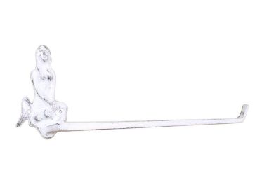 Cast Iron Mermaid Wall Mounted Paper Towel Holder 17" (Finish: Whitewashed)