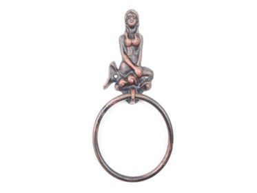 Cast Iron Mermaid Towel Holder 8.5" (Finish: Rustic Copper)