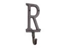 Cast Iron Letter R Alphabet Wall Hook 6"