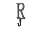 Cast Iron Letter R Alphabet Wall Hook 6"