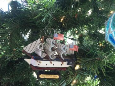 Wooden Model Ship Christmas Tree Ornament (Model: USS Constitution Tall)
