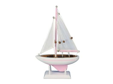 Wooden Pacific Sailer Model Sailboat Decoration (style: 9" Pink)