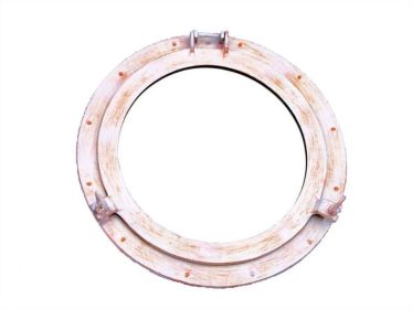 Decorative Ship Porthole Window 20" (Finish: Rustic White Aluminum Deluxe Class)