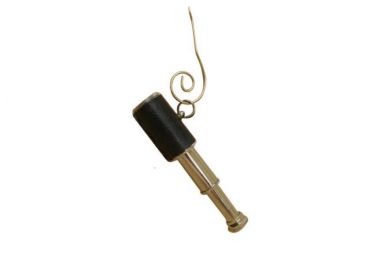 Spyglass Telescope Christmas Ornament 5" (Finish: Chrome/Leather)