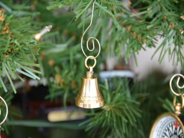 Ship's Bell Christmas Tree Ornament 4" (Finish: Brass)