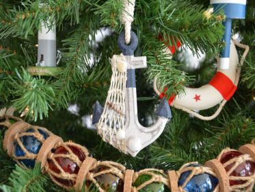 Rustic Decorative Anchor Christmas Tree Ornament 9" (Color: Blue)