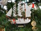 Wooden Model Ship Christmas Tree Ornament