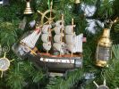 Wooden Model Ship Christmas Tree Ornament