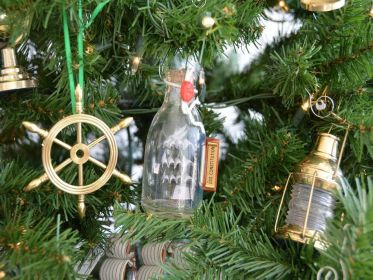 Model Ship in a Glass Bottle Christmas Ornament (Model: 5" USS Constitution)