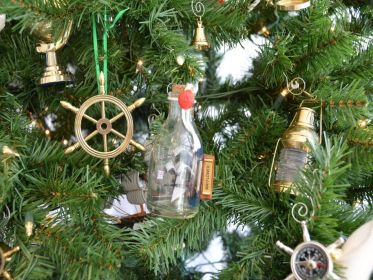 Model Ship in a Glass Bottle Christmas Ornament (Model: 5" Mayflower)