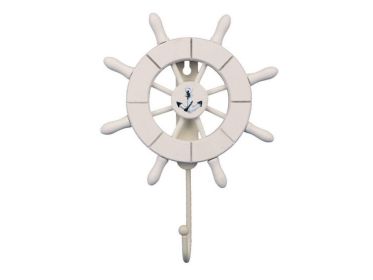 Decorative Ship Wheel with Anchor and Hook (style: 8" White)
