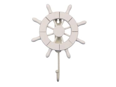 Decorative Ship Wheel with Hook (style: 8" White)