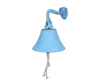 Cast Iron Hanging Ship's Bell 6" (Finish: Rustic Light Blue)