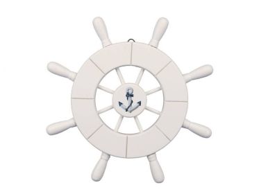 Decorative Ship Wheel with Anchor (style: 9" White)