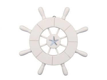 Decorative Ship Wheel with Starfish (style: 9" White)