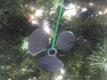 Cast Iron Propeller Christmas Ornament 4" (Finish: Seaworn Blue)