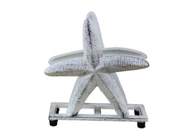 Cast Iron Starfish Napkin Holder 6" (Finish: Whitewashed)