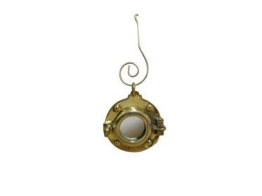Porthole Mirror Christmas Ornament 4" (Finish: Solid Brass)