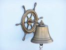 Antique Brass Hanging Ship Wheel Bell