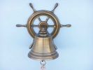 Antique Brass Hanging Ship Wheel Bell