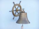 Antique Brass Hanging Ship Wheel Bell