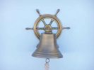 Antique Brass Hanging Ship Wheel Bell