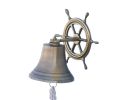 Antique Brass Hanging Ship Wheel Bell