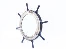Deluxe Class Wood Ship Wheel Porthole Mirror 36"