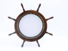 Deluxe Class Wood Ship Wheel Porthole Mirror 36"