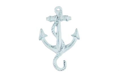 Cast Iron Anchor with Rope Hook 5" (Finish: Dark Blue Whitewashed)