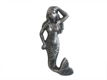 Cast Iron Mermaid Hook 6" (Finish: Antique Silver)