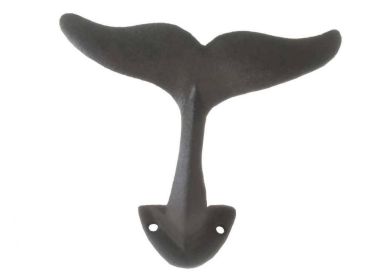 Cast Iron Decorative Whale Tail Hook 5" (Finish: Cast Iron)