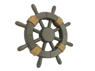 Decorative Ship Wheel with Ropes (style: 12" Antique)