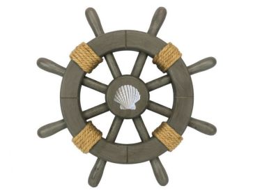 Decorative Ship Wheel with Seashell (style: 12" Antique)