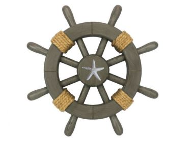 Decorative Ship Wheel with Starfish (style: 12" Antique)