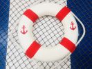 Classic White Decorative Anchor Lifering With Red Bands