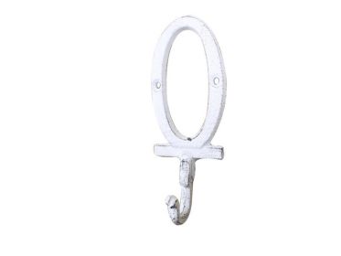 Cast Iron Letter O Alphabet Wall Hook 6" (Finish: Whitewashed)